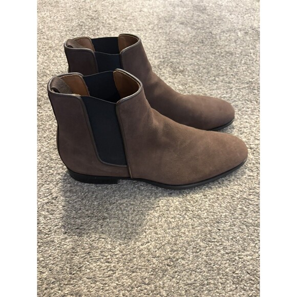 AQUATALIA Adrian Men’s Chelsea Boots Brown Suede Leather 11 US MADE IN ITALY - Picture 1 of 9